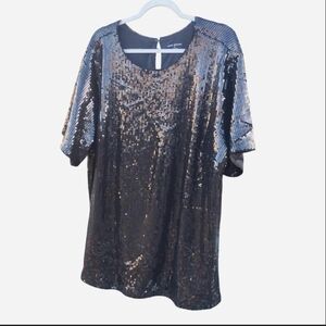 Lane Bryant Black Sequin Short Sleeve Tee
